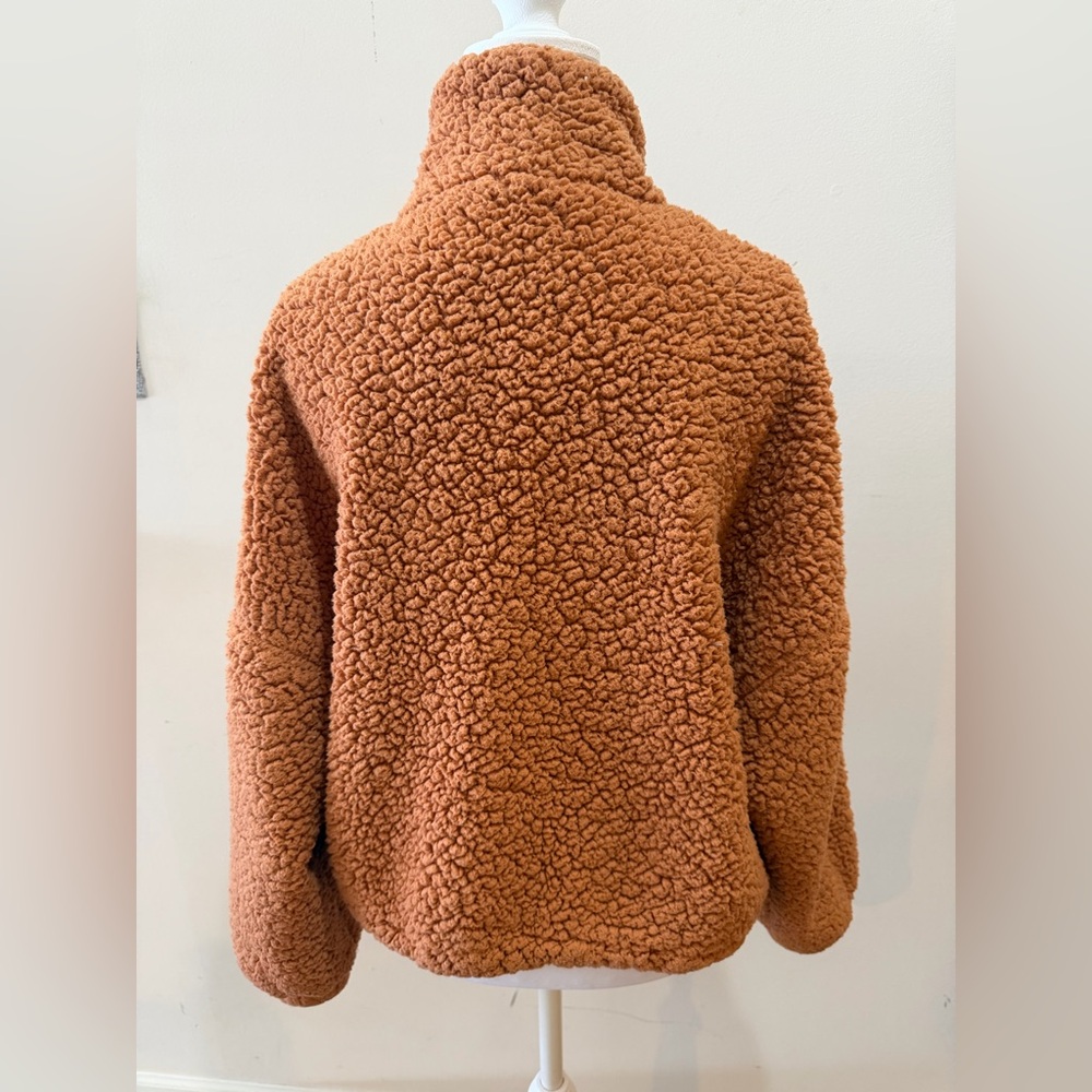 Urban Outfitters Orange Teddy Crop Zip Up Jacket Size Small - Picture 2 of 9
